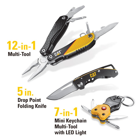 Cat 3pc Gift Box Set - MULTI-TOOL - KNIFE - KEYCHAIN