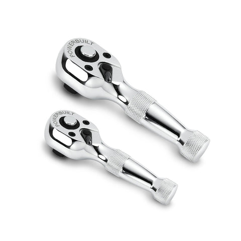 Powerbuilt 2pc 1/4Dr & 3/8Dr Stubby Ratchet Set