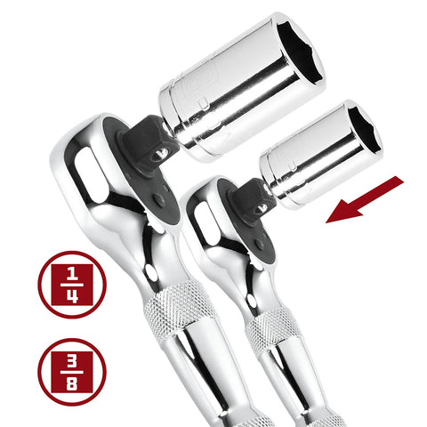 Powerbuilt 2pc 1/4Dr & 3/8Dr Stubby Ratchet Set